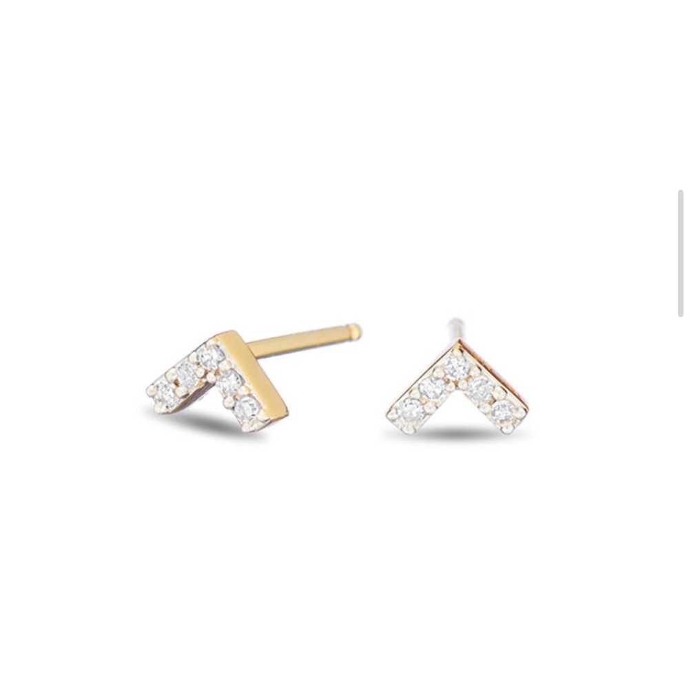 Adina Reyter “V” diamond pave studs/silver/white gold